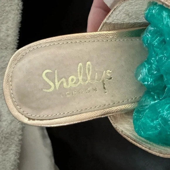 SHELLEYS LONDON DELPHINE RUFFLE CHUNK PLATFORM OPEN TOE ROSE GOLD MULES 7.5 - Picture 6 of 16